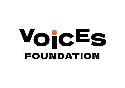 Voices Foundation spelled out. The i has an orange dot